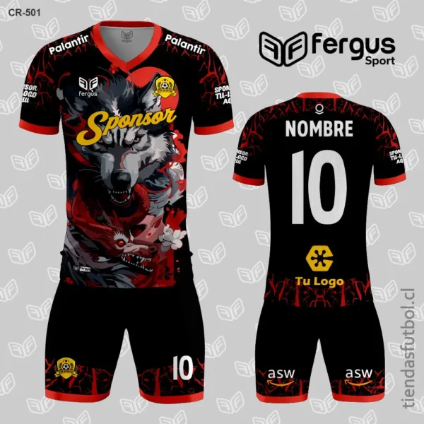 Camisetas de Futbol Lobo Rojo y Negro