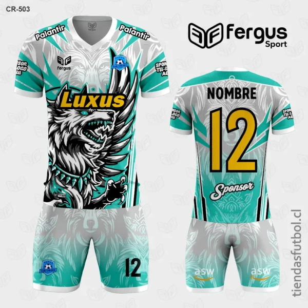 Camisetas de Futbol Lobo turquesa y Negro