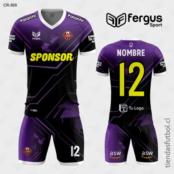 Camisetas de Futbol morado negro