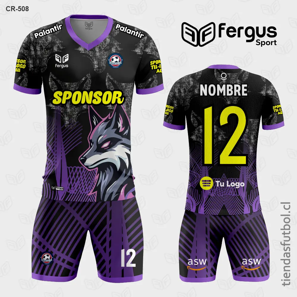 Camisetas de Futbol Lobo Negro Morado