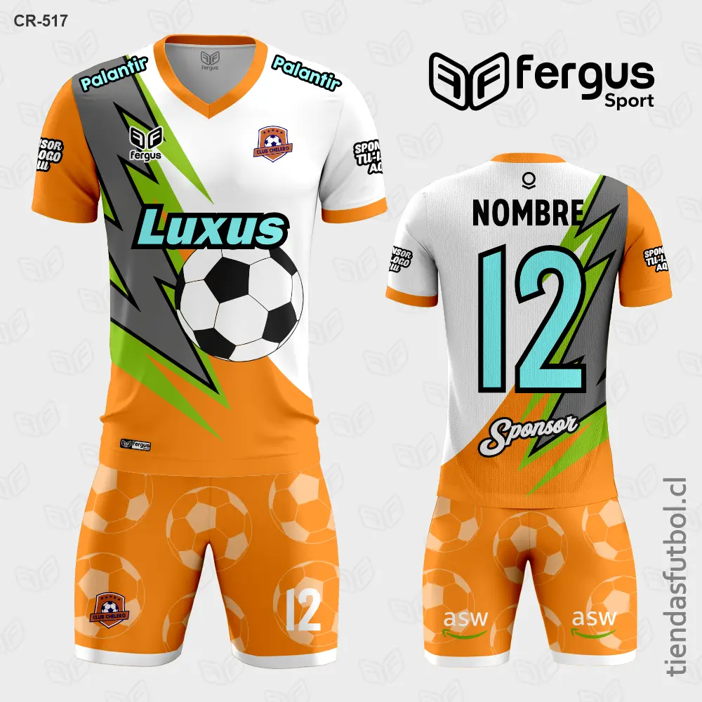 Camisetas de Futbol Pelota Naranja Gris Verde