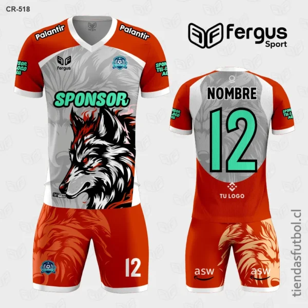 Camisetas de Futbol Lobo rojo gris plata