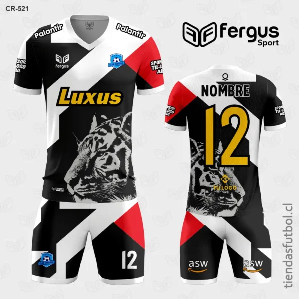 Camisetas de Futbol Tigre Negro y Blanco y rojo