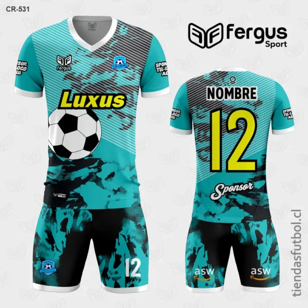 Camisetas de Futbol Pelota Turquesa Negro Gris