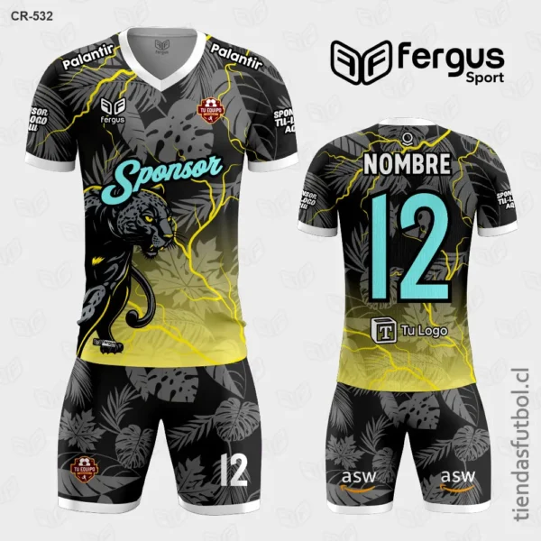 Camisetas de Futbol Pantera Gris y negro