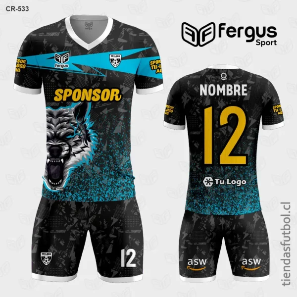 Camisetas de Futbol Lobo negro celeste
