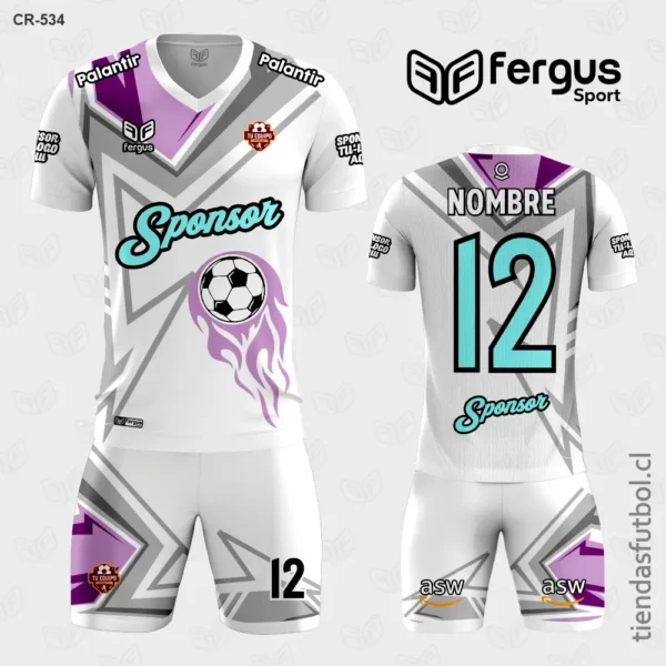 Camisetas de Futbol Pelota blanco lila Gris