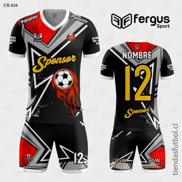 Camisetas de Futbol Pelota negro gris rojo