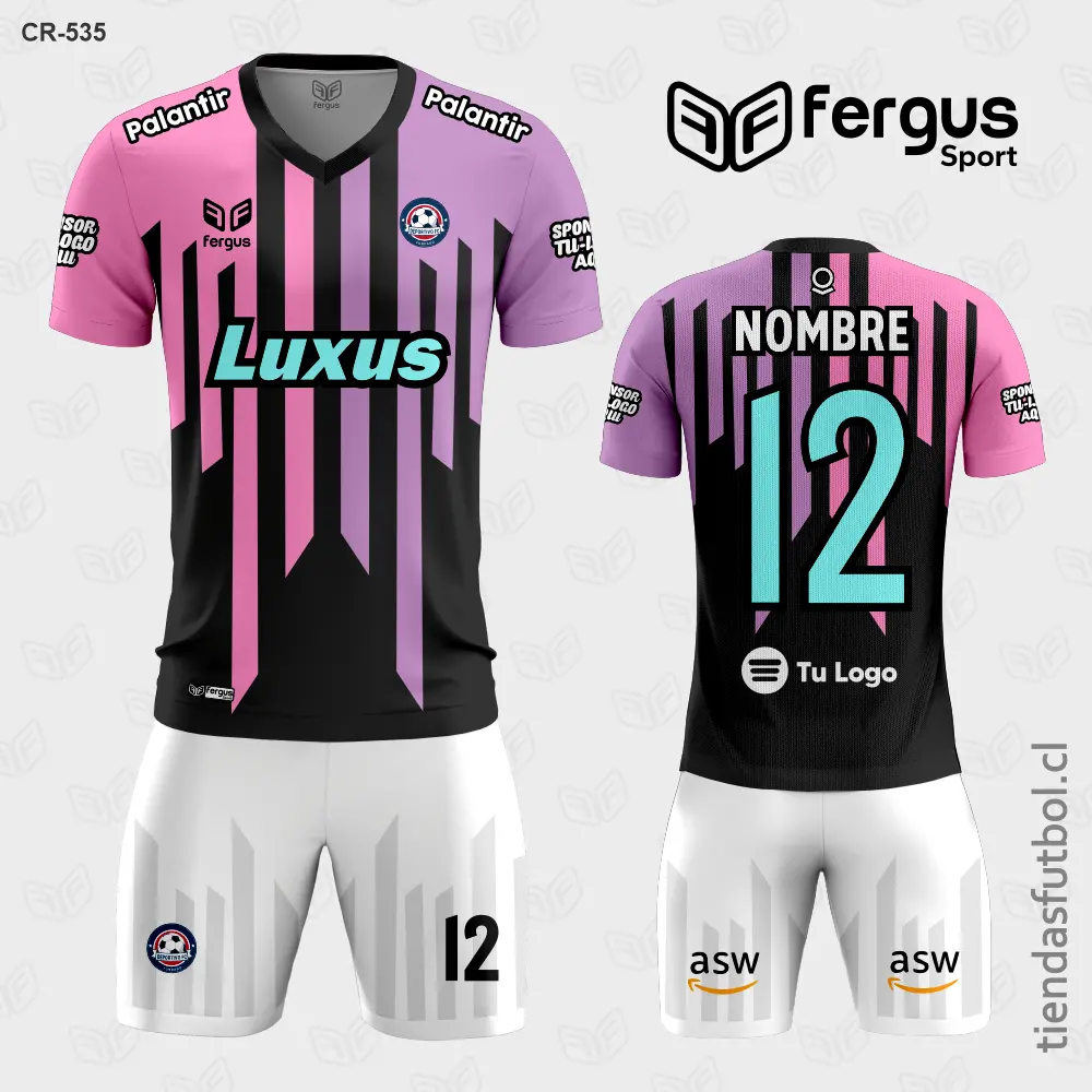 Camisetas de Futbol Rayas Rosado Negro Blanco