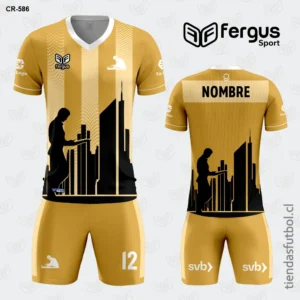 Camisetas de Futbol Dorado con Negro Construccion