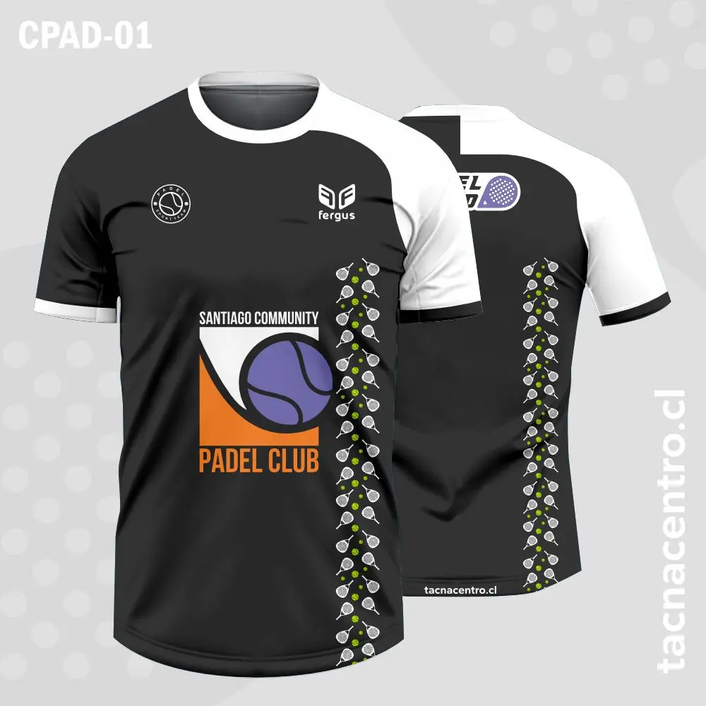 Camisetas de Padel Negro y lateral blanco