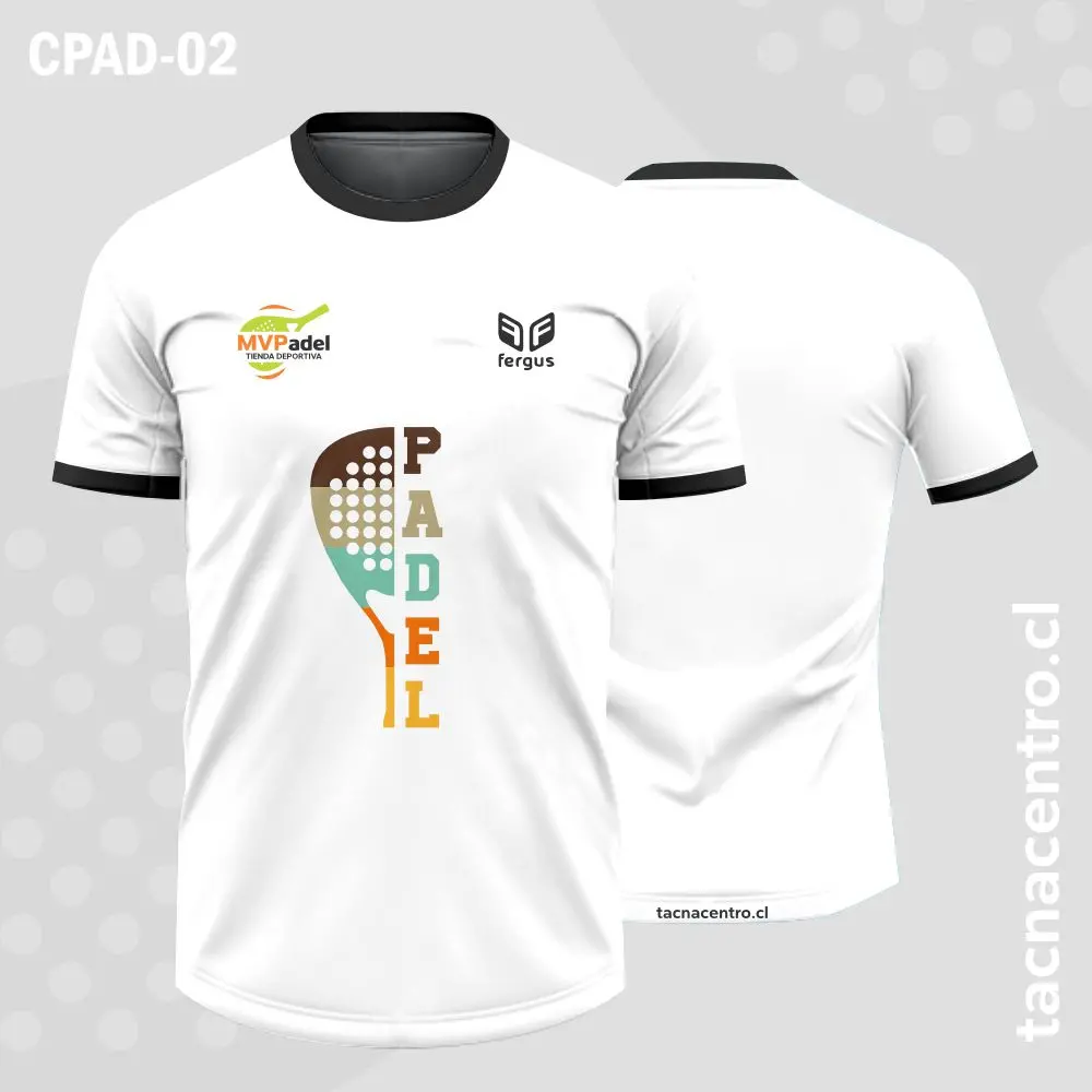 Camisetas de Padel Blanco y ribetes negros