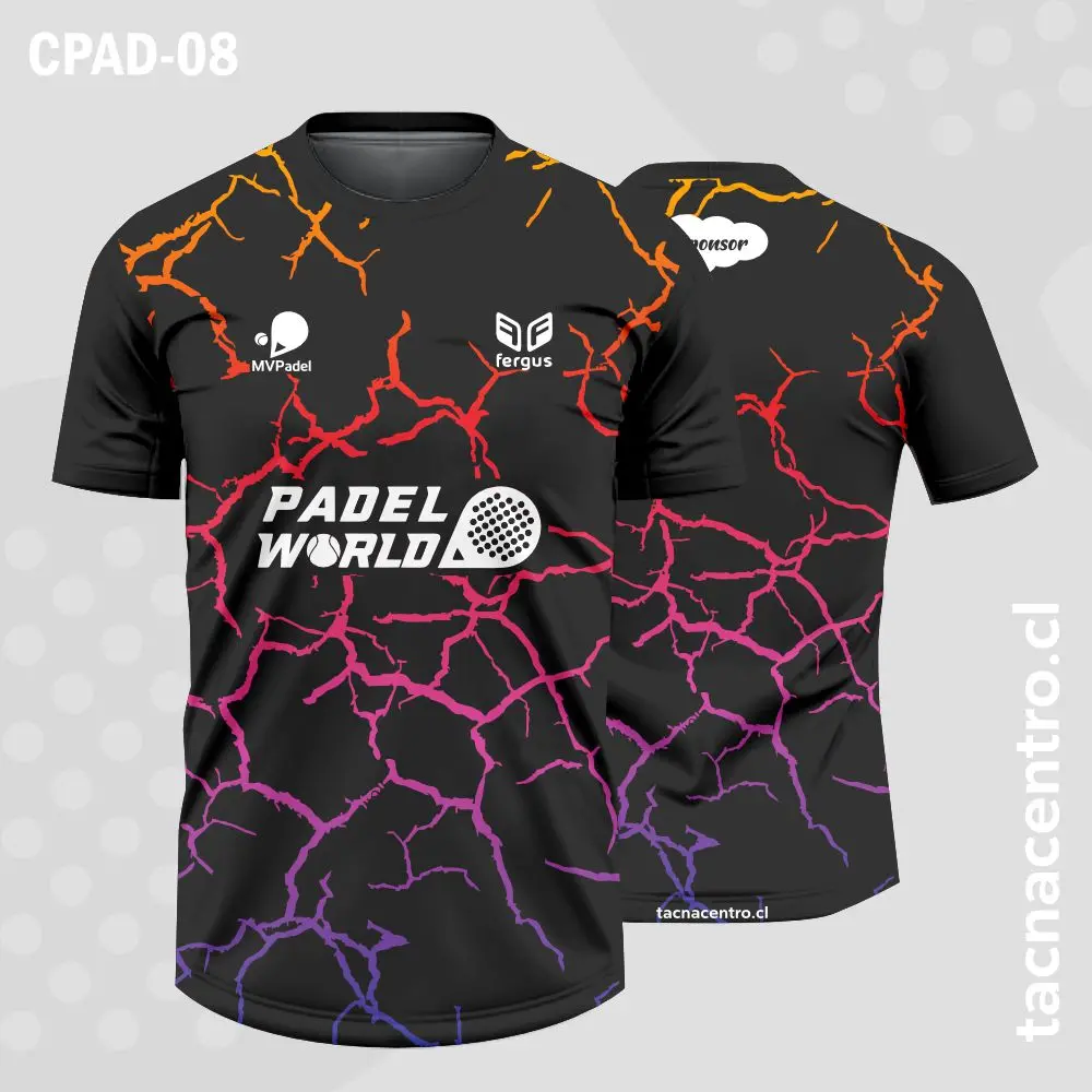 Camisetas de Padel Negro con diseño fucsia