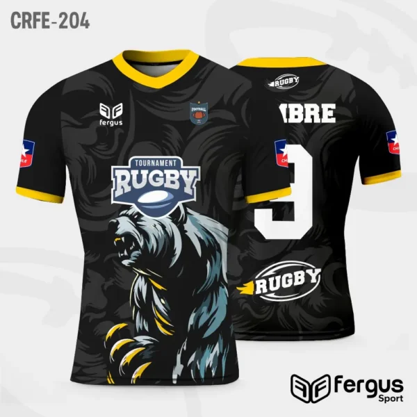 Camisetas de Rugby negro ribetes amarillos