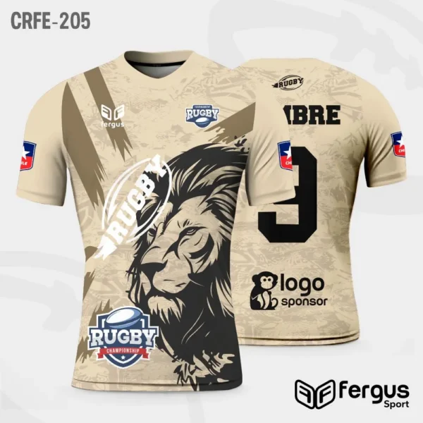 Camisetas de Rugby crema leon