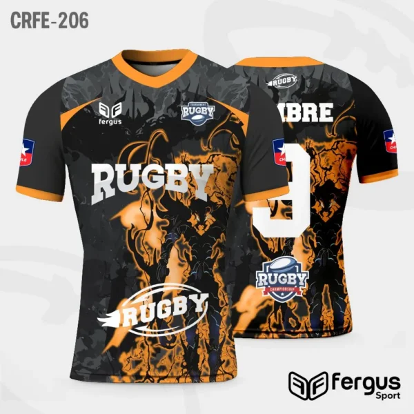 Camisetas de Rugby Negro y naranja