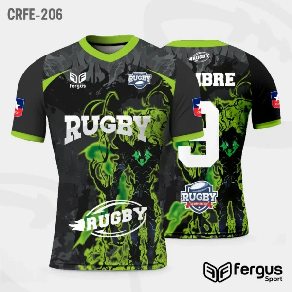 Camisetas de Rugby Negro y verde