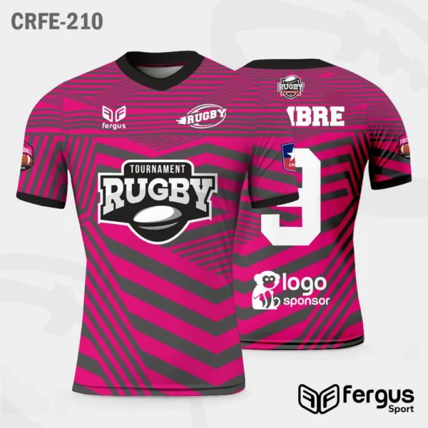 Camisetas de Rugby Fucsia ribetes negros