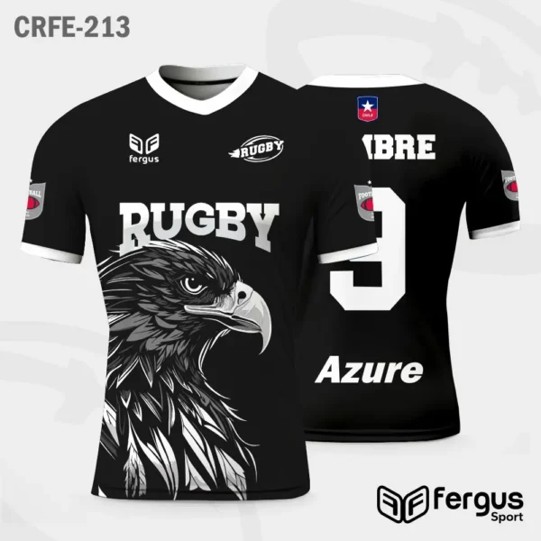 Camisetas de Rugby Negro ribetes blancos