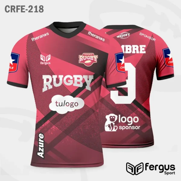 Camisetas de Rugby Rosado ribetes negros