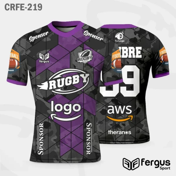 Camisetas de Rugby Negro y morado