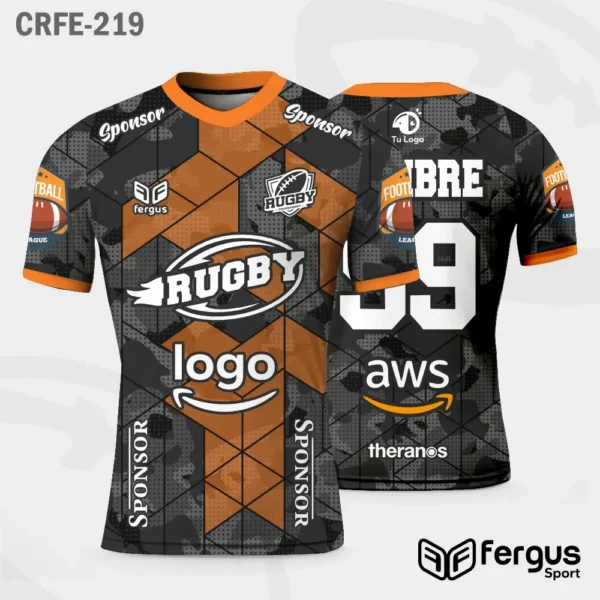 Camisetas de Rugby Negro y naranja