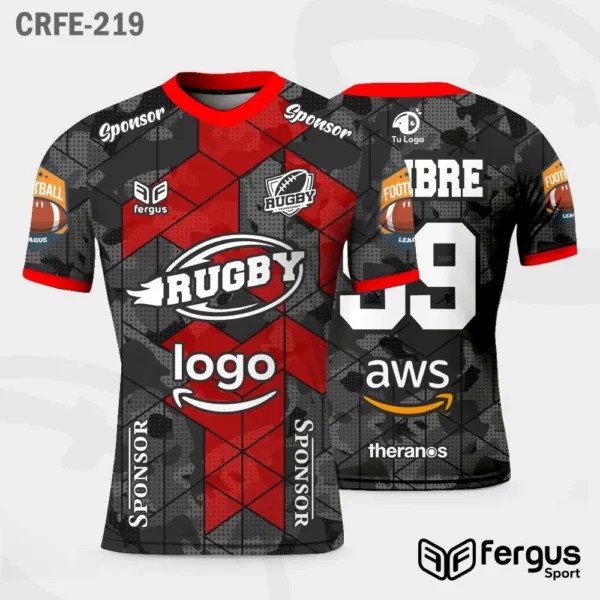 Camisetas de Rugby negro y rojo