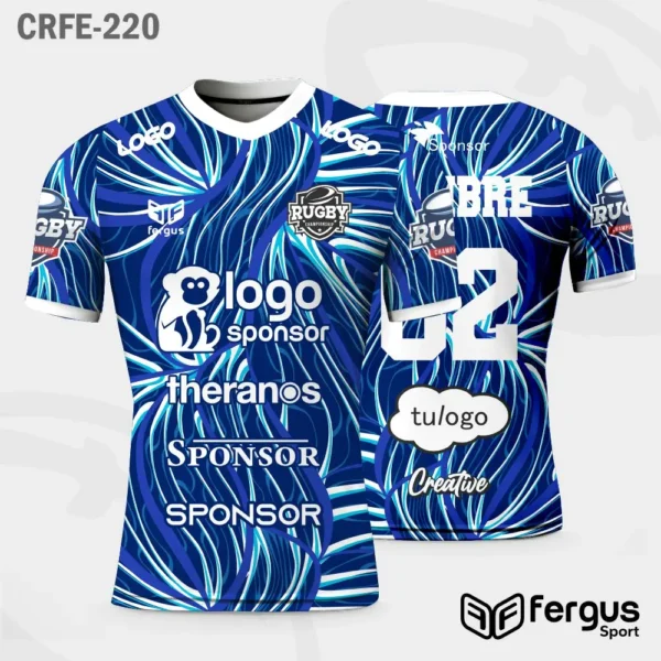 Camisetas de Rugby Azul con blanco