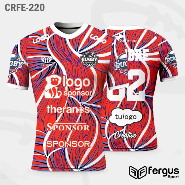 Camisetas de Rugby rojo con blanco