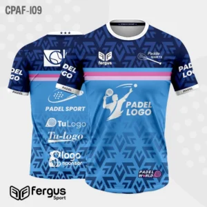 Camisetas de Padel Celeste mangas azules