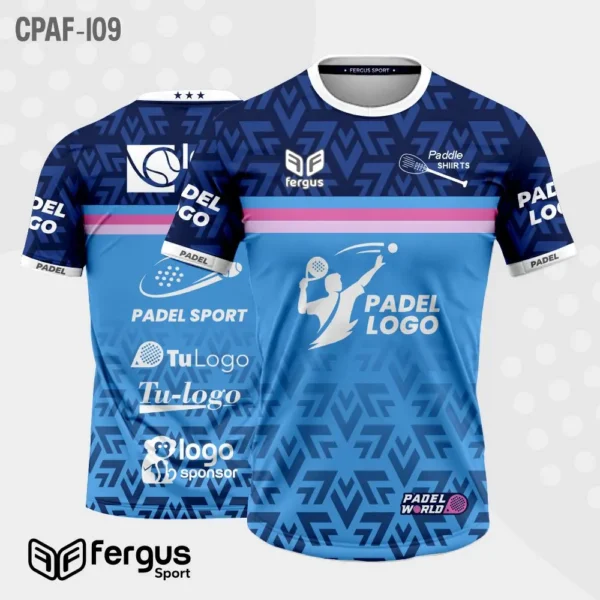 Camisetas de Padel Celeste mangas azules