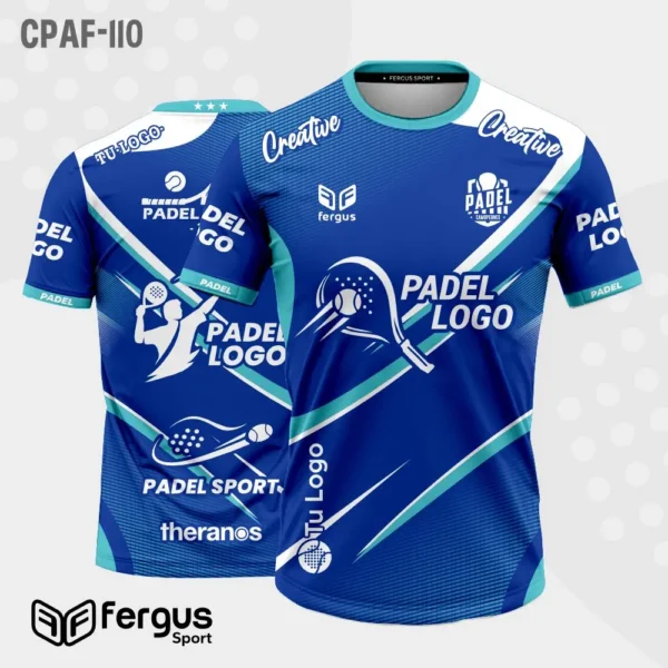 Camisetas de Padel Azul ribetes celestes