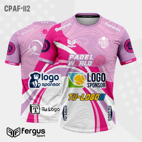 Camisetas de Padel rosado con blanco