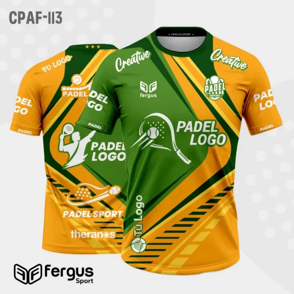 Camisetas de Padel Naranja con verde