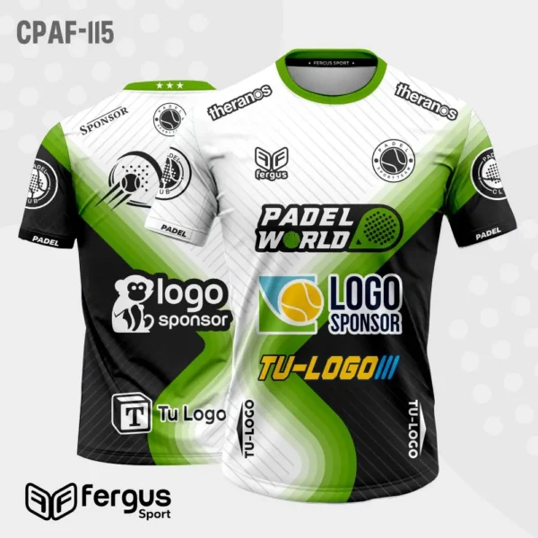 Camisetas de Padel Blanco con negro y verde