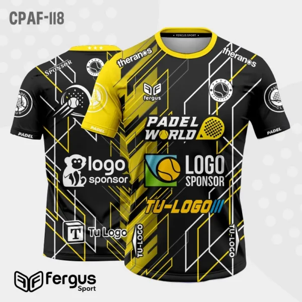 Camisetas de Padel Negro con amarillo