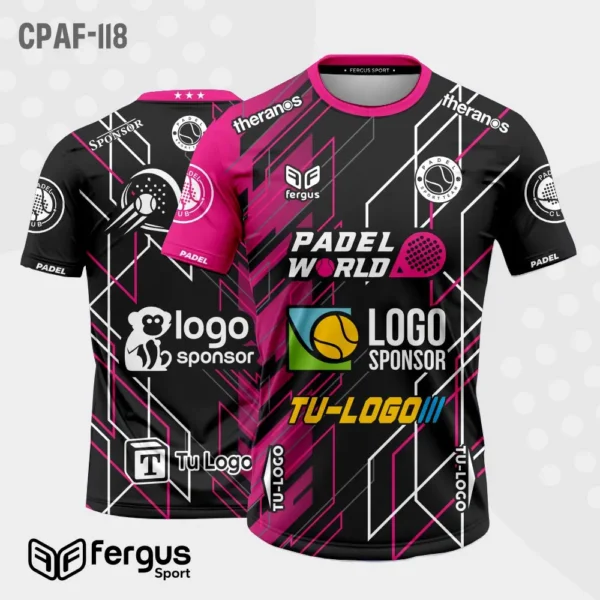 Camisetas de Padel Negro con rosado