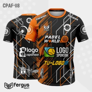 Camisetas de Padel Negro con naranja