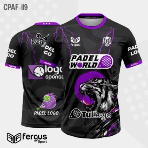 Camisetas de Padel Negro ribetes morados