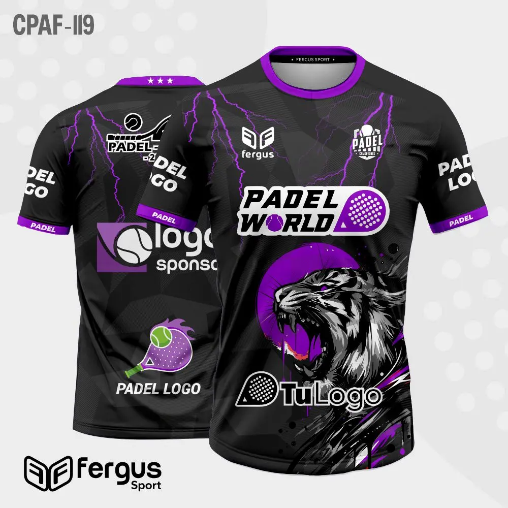 Camisetas de Padel Negro ribetes morados
