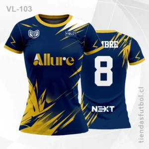 Camisetas de Voleibol femeninas azul y amarillo VL-103 personalizadas en chile