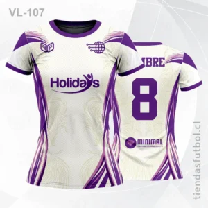 Camisetas de Voleibol para damas blanco y morado VL-107 personalizadas en chile