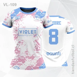 Camisetas de Voleibol para damas blanco con celeste y rosado VL-109 personalizadas en chile