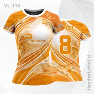 Camisetas de Voleibol para damas naranja con lineas VL-110 personalizadas en chile