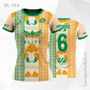 Camisetas de Voleibol con Diseño Tribal color verde con naranja
