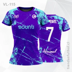 Camisetas de Voleibol con diseño morado y celeste personalizadas en chile