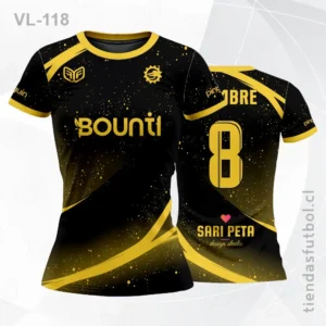 Camisetas de Voleibol sublimadas negro con amarillo personalizadas en chile