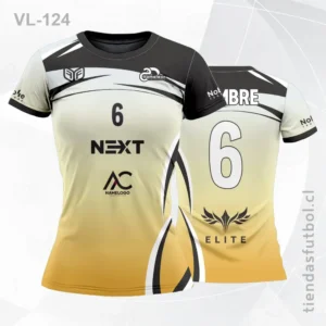 Poleras de Voleibol femenino naranja blanco y gris personalizadas en chile