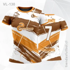Poleras de Voleibol para damas blanco con naranja y cafe personalizadas en chile