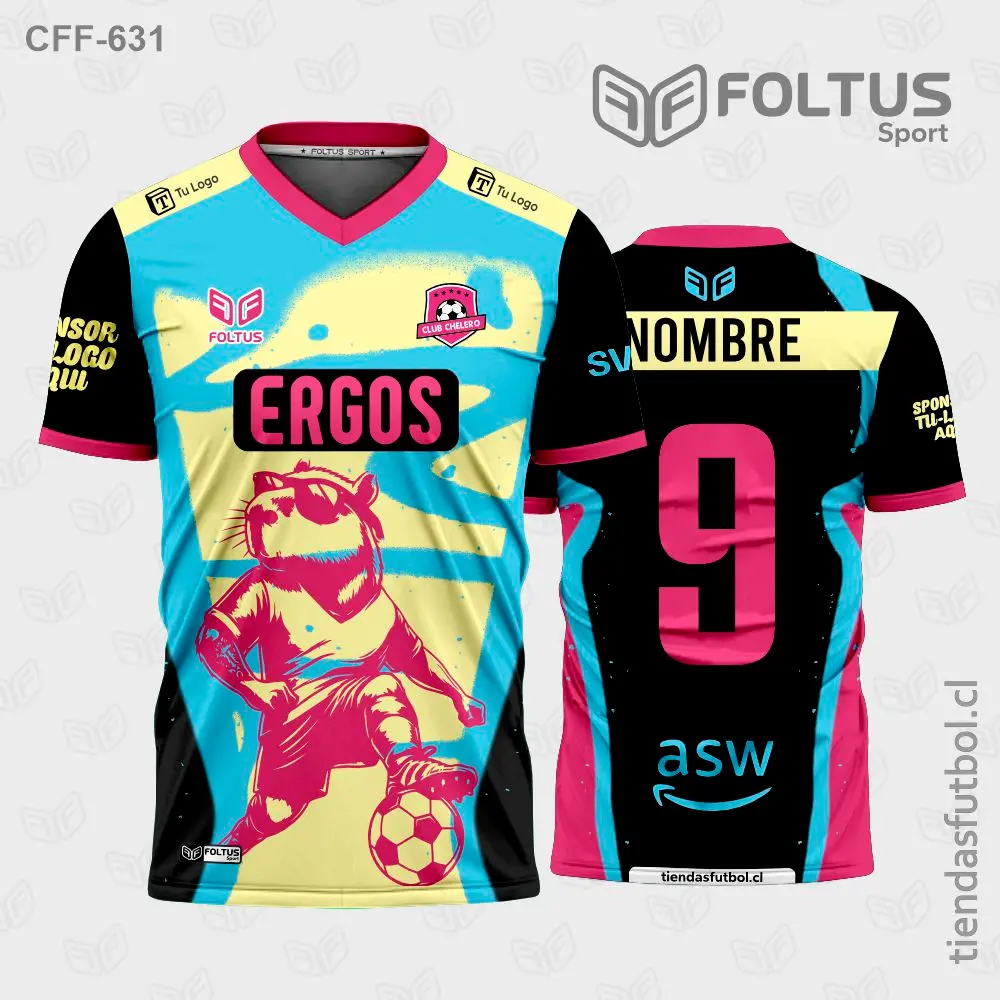 Camiseta de fútbol personalizadas CFF-631 negro con rosado, diseño moderno personalizado